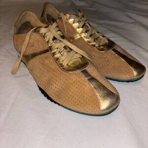Nike Air Cole Haan Gold and Tan Sneakers